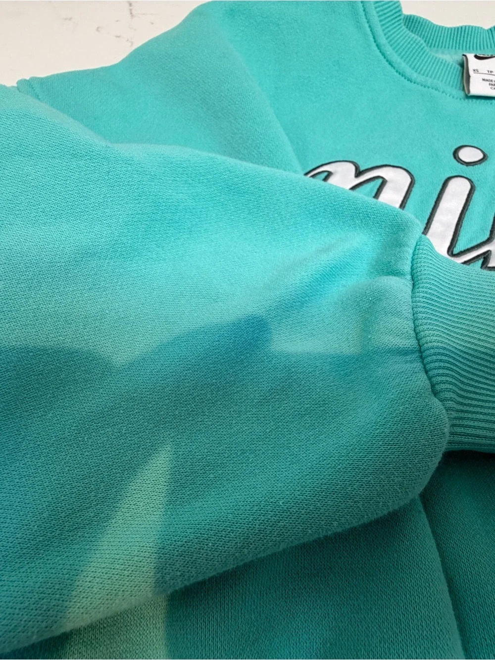 Nike Girl’s Teal Cropped Crewneck Sweatshirt with Script Logo